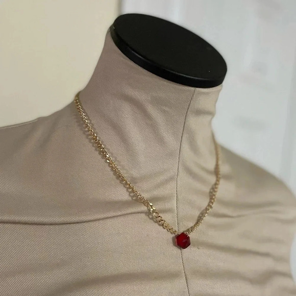 Garnet Chunky Thick Curb Chain Necklace - Picture 5 of 10